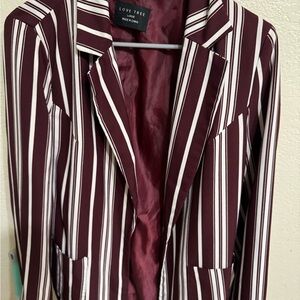 Love Tree Maroon and White Striped Jacket